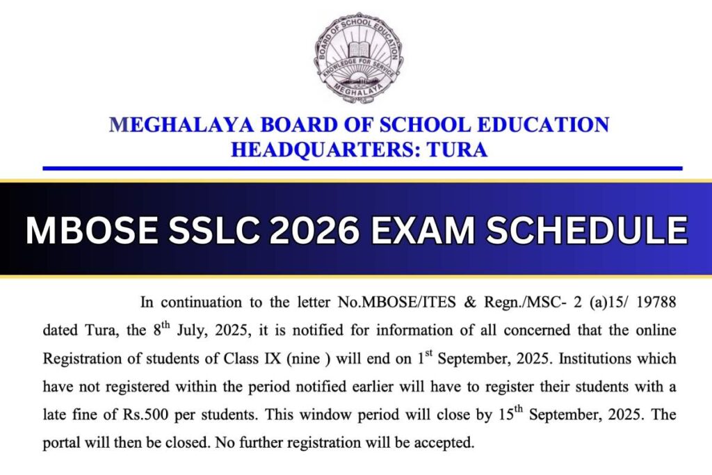 MBOSE SSLC 2026 Exam Schedule
