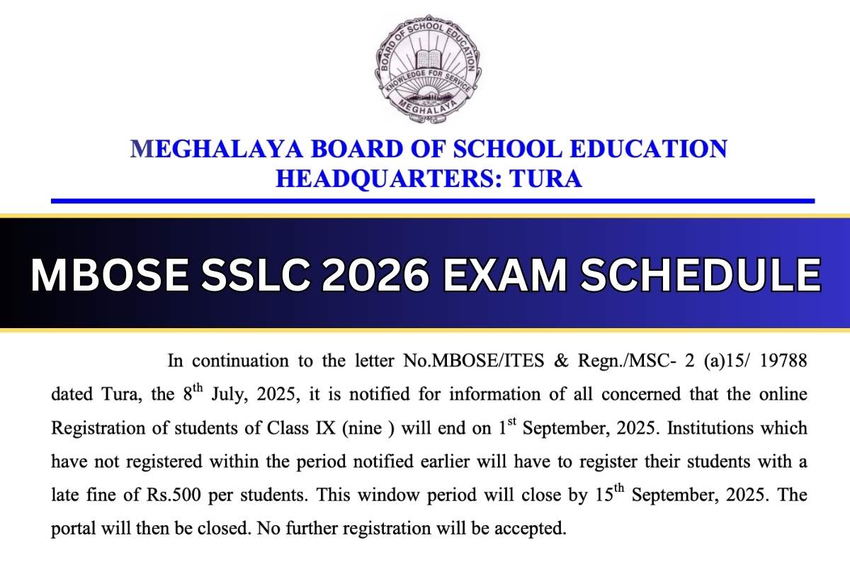 MBOSE SSLC 2026 Exam Schedule